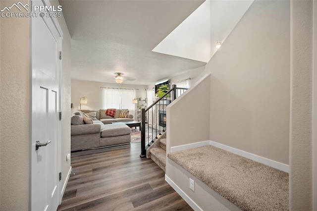 4928 Wolf Moon Dr, Colorado Springs, CO 80911 - stairs featuring baseboards and wood finished floors