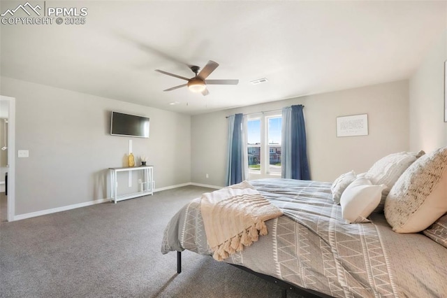 4631 Zircon Dr, Colorado Springs, CO 80938 - carpeted bedroom featuring baseboards and a ceiling fan