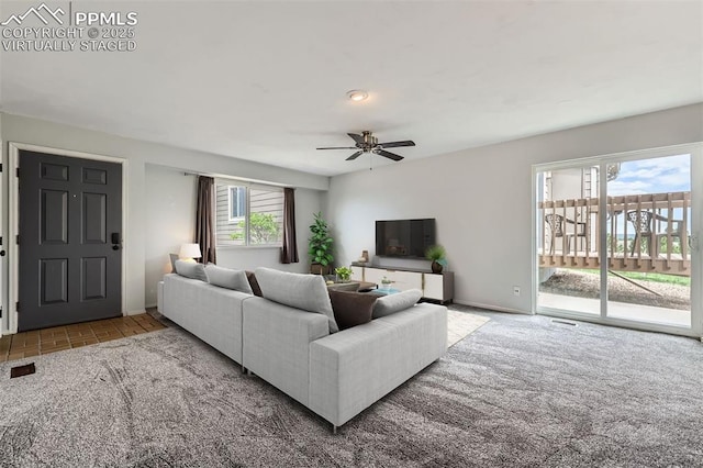 1994 Erin Loop, Colorado Springs, CO 80918 - living room with a ceiling fan and carpet floors