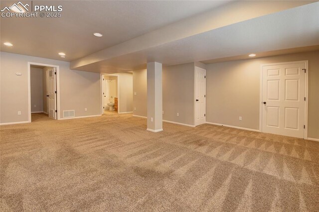 6872 Los Reyes Cir, Colorado Springs, CO 80918 - finished below grade area featuring recessed lighting and carpet flooring