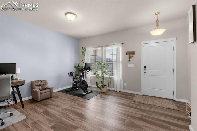 2823 Gobi Dr, Colorado Springs, CO 80939 - entryway with wood finished floors and baseboards