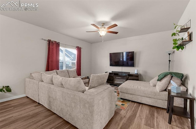 2823 Gobi Dr, Colorado Springs, CO 80939 - living area with ceiling fan and wood finished floors
