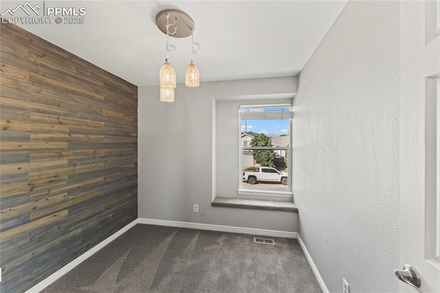 5360 Tupper Ct, Colorado Springs, CO 80923 - spare room with wood walls and dark colored carpet
