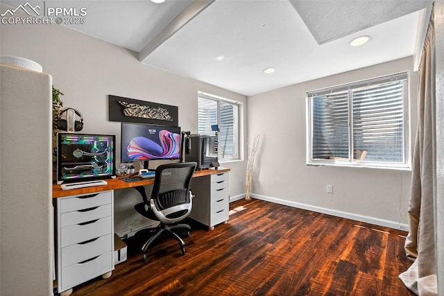 3035 Cascade Falls Pt, Colorado Springs, CO 80922 - home office with wood finished floors and recessed lighting