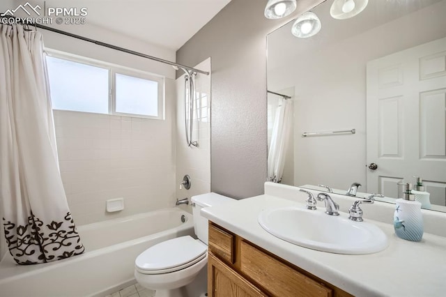 5480 Flag Way, Colorado Springs, CO 80919 - bathroom featuring shower / bath combo with shower curtain and vanity