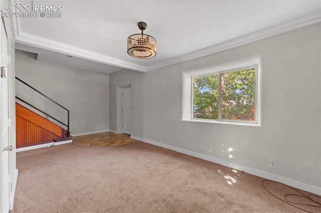 109 S 24th St, Colorado Springs, CO 80904 - carpeted empty room with stairway and a chandelier