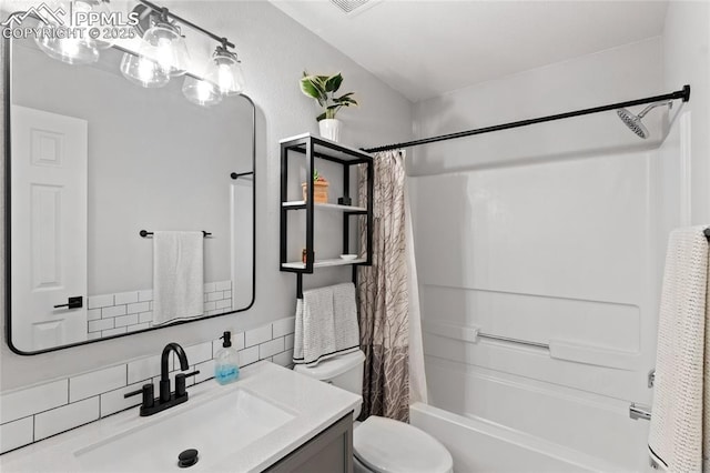 6534 Harvey Ln, Colorado Springs, CO 80923 - full bath featuring vanity, shower / bathtub combination with curtain, and tasteful backsplash
