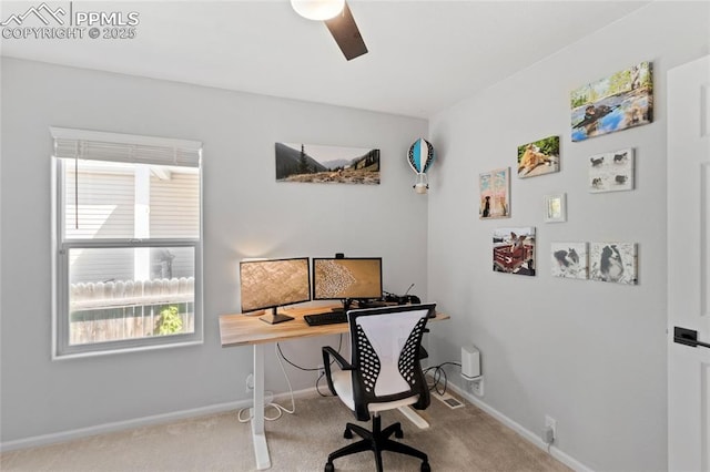 6534 Harvey Ln, Colorado Springs, CO 80923 - carpeted office space with baseboards and a ceiling fan