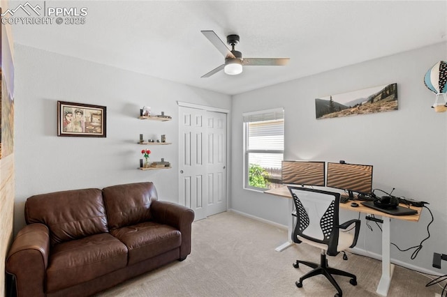 6534 Harvey Ln, Colorado Springs, CO 80923 - carpeted office space featuring ceiling fan and baseboards