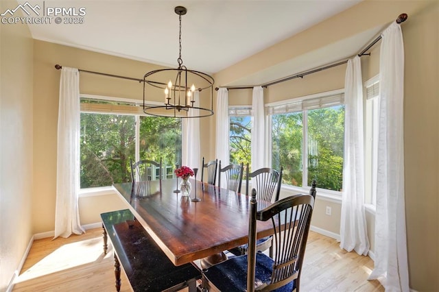 2355 Sawgrass Ct, Colorado Springs, CO 80907 - dining room with plenty of natural light, light wood-type flooring, and a chandelier