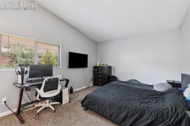 609 Wheat Field Rd, Fountain, CO 80817 - bedroom featuring carpet flooring, lofted ceiling, and an office area