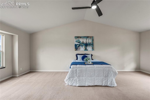 1410 Almagre Peak Dr, Colorado Springs, CO 80921 - carpeted bedroom with lofted ceiling and a ceiling fan