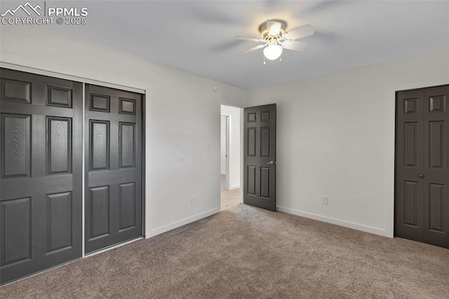 2075 Pepperwood Dr, Colorado Springs, CO 80910 - unfurnished bedroom with carpet floors, a closet, and a ceiling fan