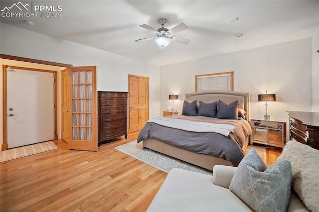 225 Laclede Ct, Colorado Springs, CO 80905 - bedroom featuring light wood finished floors and ceiling fan