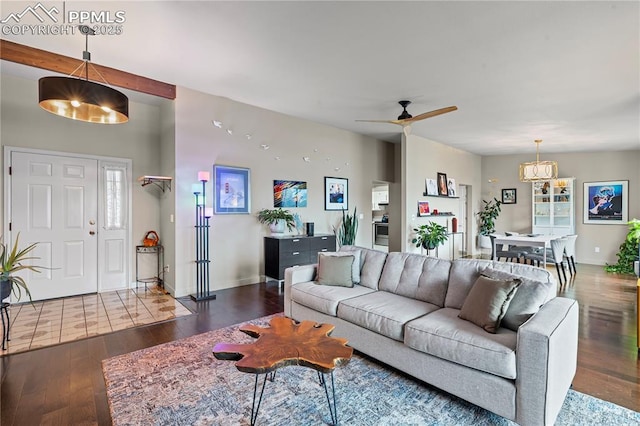 910 Fontmore Rd Unit D, Colorado Springs, CO 80904 - living area featuring wood-type flooring, a chandelier, and ceiling fan
