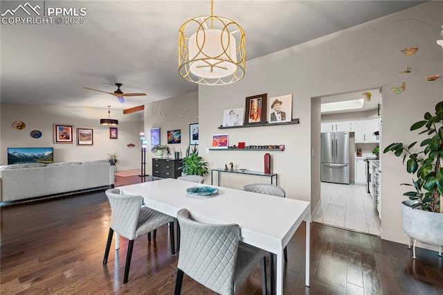 910 Fontmore Rd Unit D, Colorado Springs, CO 80904 - dining space with dark wood-type flooring and a ceiling fan
