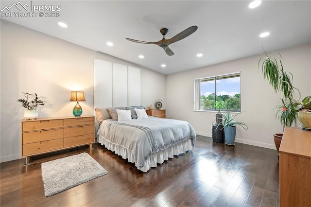 910 Fontmore Rd Unit D, Colorado Springs, CO 80904 - bedroom with dark wood finished floors, recessed lighting, and ceiling fan