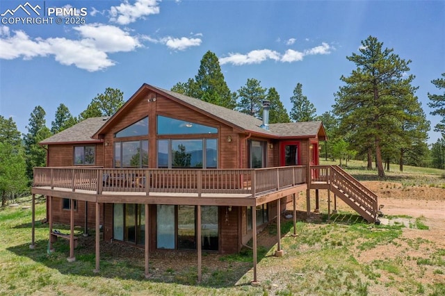 517 Drees Dr, Florissant, CO 80816 - back of house with a wooden deck and stairs