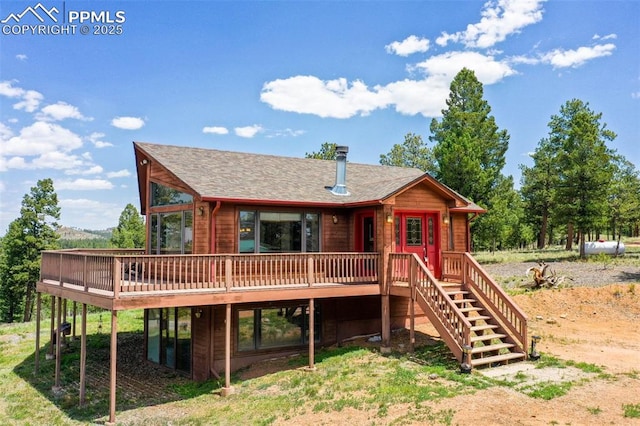 517 Drees Dr, Florissant, CO 80816 - chalet / cabin featuring a deck and a shingled roof