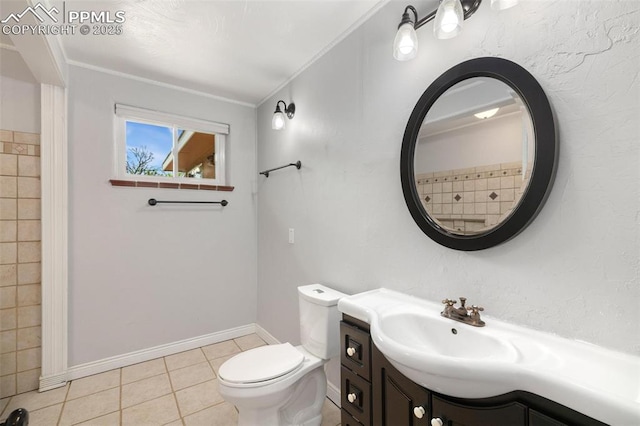 1406 N Foote Ave, Colorado Springs, CO 80909 - full bath featuring vanity, tile patterned flooring, and crown molding