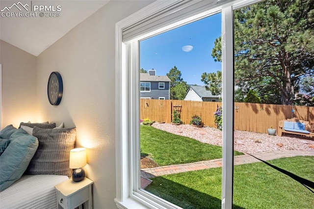 3470 Whimbrel Ln, Colorado Springs, CO 80906 - doorway to outside with lofted ceiling