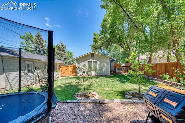 414 Griffin Ave, Canon City, CO 81212 - fenced backyard with a trampoline and a gate