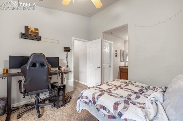 7104 Ash Creek Hts Unit 203, Colorado Springs, CO 80922 - carpeted bedroom featuring a desk and ceiling fan