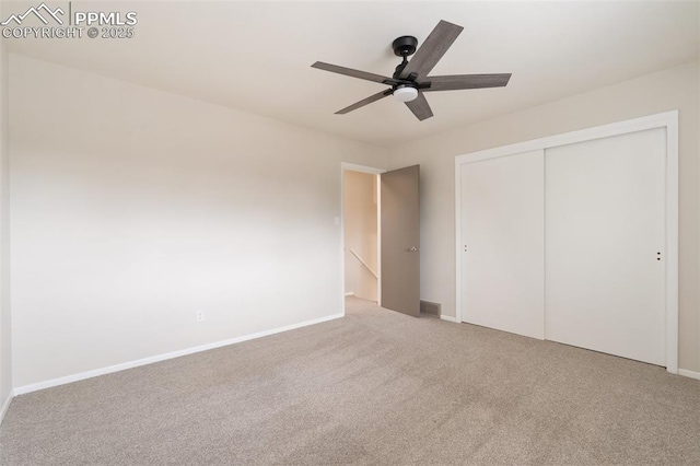 4032 E Darby Cir, Colorado Springs, CO 80907 - unfurnished bedroom featuring carpet flooring, a closet, and a ceiling fan