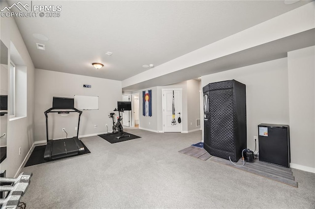 5446 Mesa Top Dr, Monument, CO 80132 - workout room with carpet flooring and baseboards