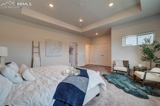 2186 Keara Hts, Colorado Springs, CO 80919 - bedroom featuring a raised ceiling, carpet floors, and recessed lighting