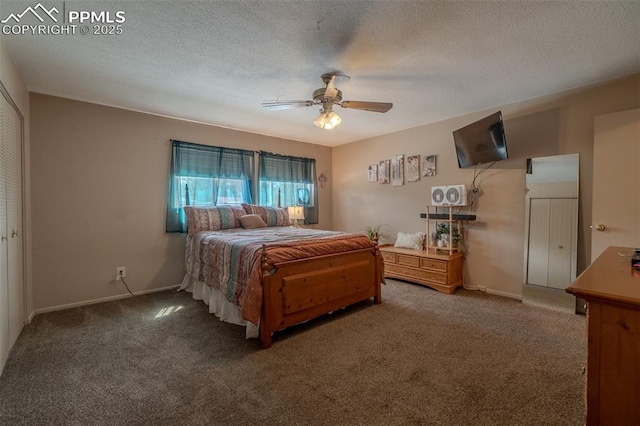 2021 N Academy Blvd, Colorado Springs, CO 80909 - bedroom with carpet, a textured ceiling, and a ceiling fan