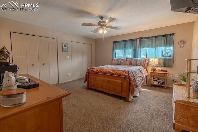 2021 N Academy Blvd, Colorado Springs, CO 80909 - bedroom featuring multiple closets, carpet floors, and a ceiling fan