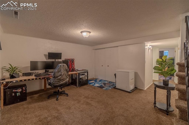 2021 N Academy Blvd, Colorado Springs, CO 80909 - home office featuring carpet and a textured ceiling