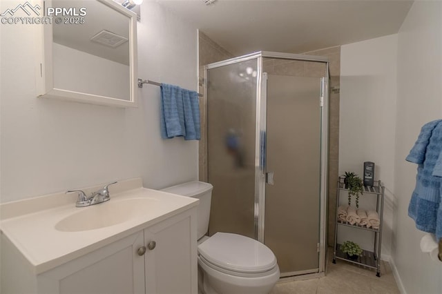 2021 N Academy Blvd, Colorado Springs, CO 80909 - bathroom featuring vanity, a shower stall, and tile patterned flooring