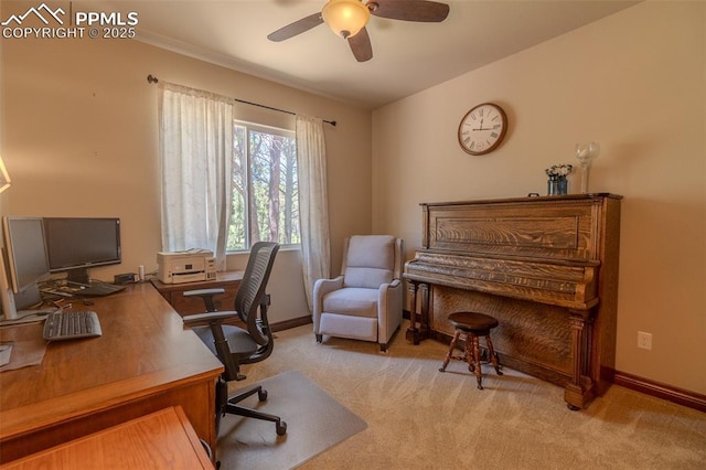 15324 Pole Pine Pt, Colorado Springs, CO 80908 - office featuring ceiling fan and light carpet