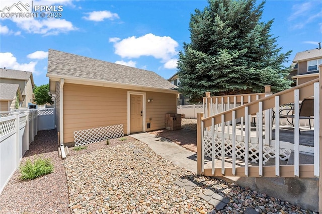 1773 Herd St, Colorado Springs, CO 80910 - view of home's exterior with a fenced backyard and roof with shingles