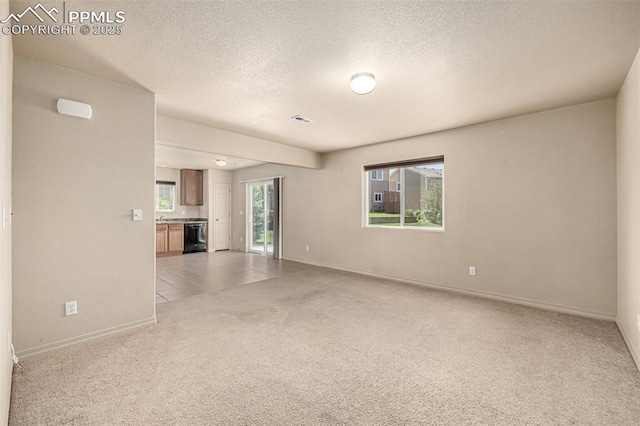 5718 Badenoch Ter, Colorado Springs, CO 80923 - unfurnished living room with light carpet and a textured ceiling