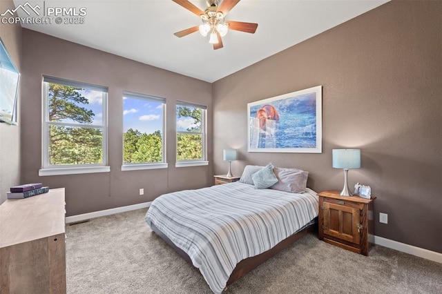 15704 Pole Pine Pt, Colorado Springs, CO 80908 - carpeted bedroom featuring baseboards and a ceiling fan