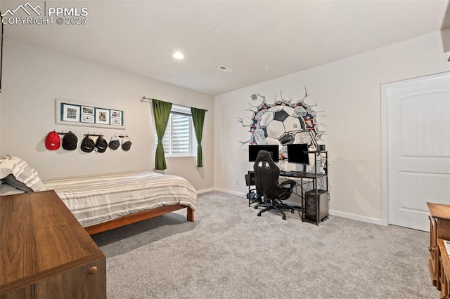 15704 Pole Pine Pt, Colorado Springs, CO 80908 - carpeted bedroom with an office area and recessed lighting