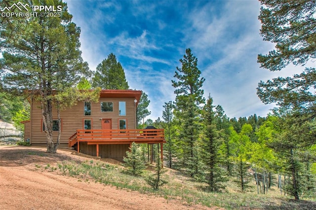 130 Oak Ln, Florissant, CO 80816 - back of property featuring a wooden deck