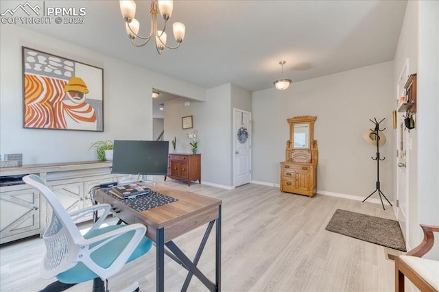 8285 Lodge Grass Way, Colorado Springs, CO 80908 - office with wood finished floors and a chandelier