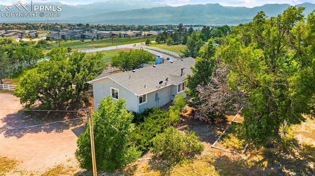 3970 Old Ranch Rd, Colorado Springs, CO 80908 - view from above of property featuring a mountain backdrop and property parcel outlined