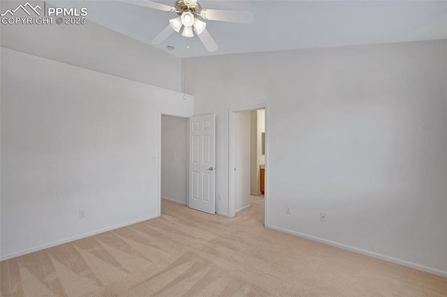 8170 Snow Bowl Hts, Fountain, CO 80817 - spare room with light carpet, ceiling fan, and high vaulted ceiling
