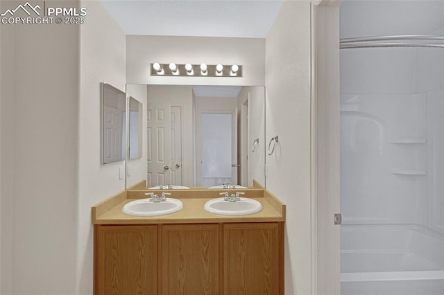 8170 Snow Bowl Hts, Fountain, CO 80817 - full bathroom featuring double vanity and shower / washtub combination
