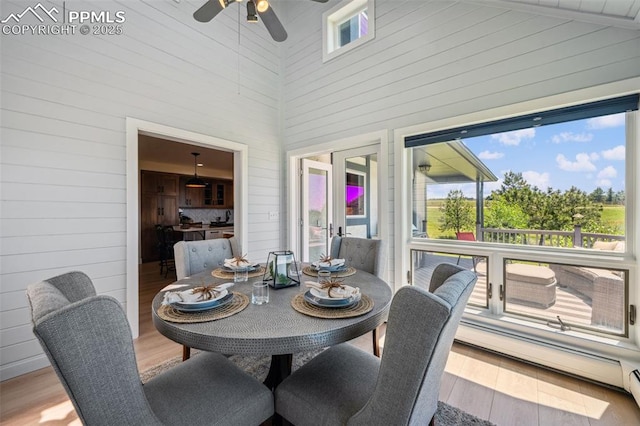 780 Mission Hill Way, Colorado Springs, CO 80921 - sunroom / solarium with ceiling fan, baseboard heating, and outdoor dining space