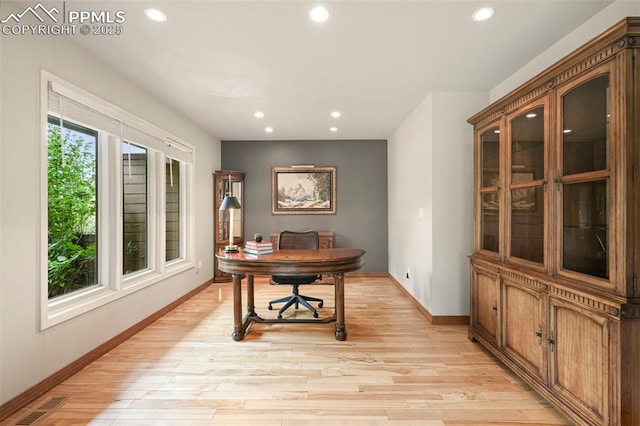 1282 Hill Cir, Colorado Springs, CO 80904 - home office with recessed lighting and light wood-type flooring