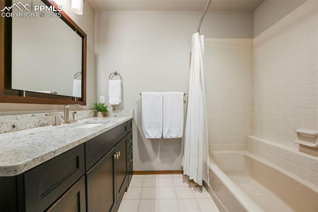 1282 Hill Cir, Colorado Springs, CO 80904 - full bathroom featuring vanity, shower / bath combination with curtain, and tile patterned floors