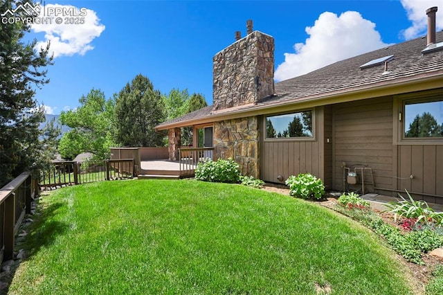 1282 Hill Cir, Colorado Springs, CO 80904 - view of yard with a wooden deck