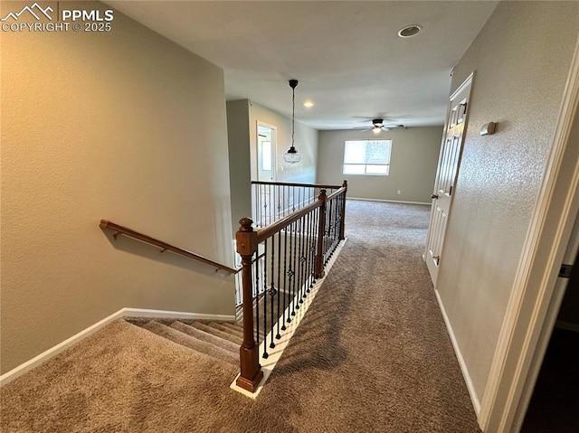 9767 Carnival Ln, Fountain, CO 80817 - stairway with carpet flooring, ceiling fan, and recessed lighting