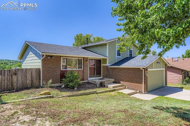 7025 Nettlewood Pl, Colorado Springs, CO 80918 - tri-level home with brick siding, concrete driveway, a garage, and a shingled roof